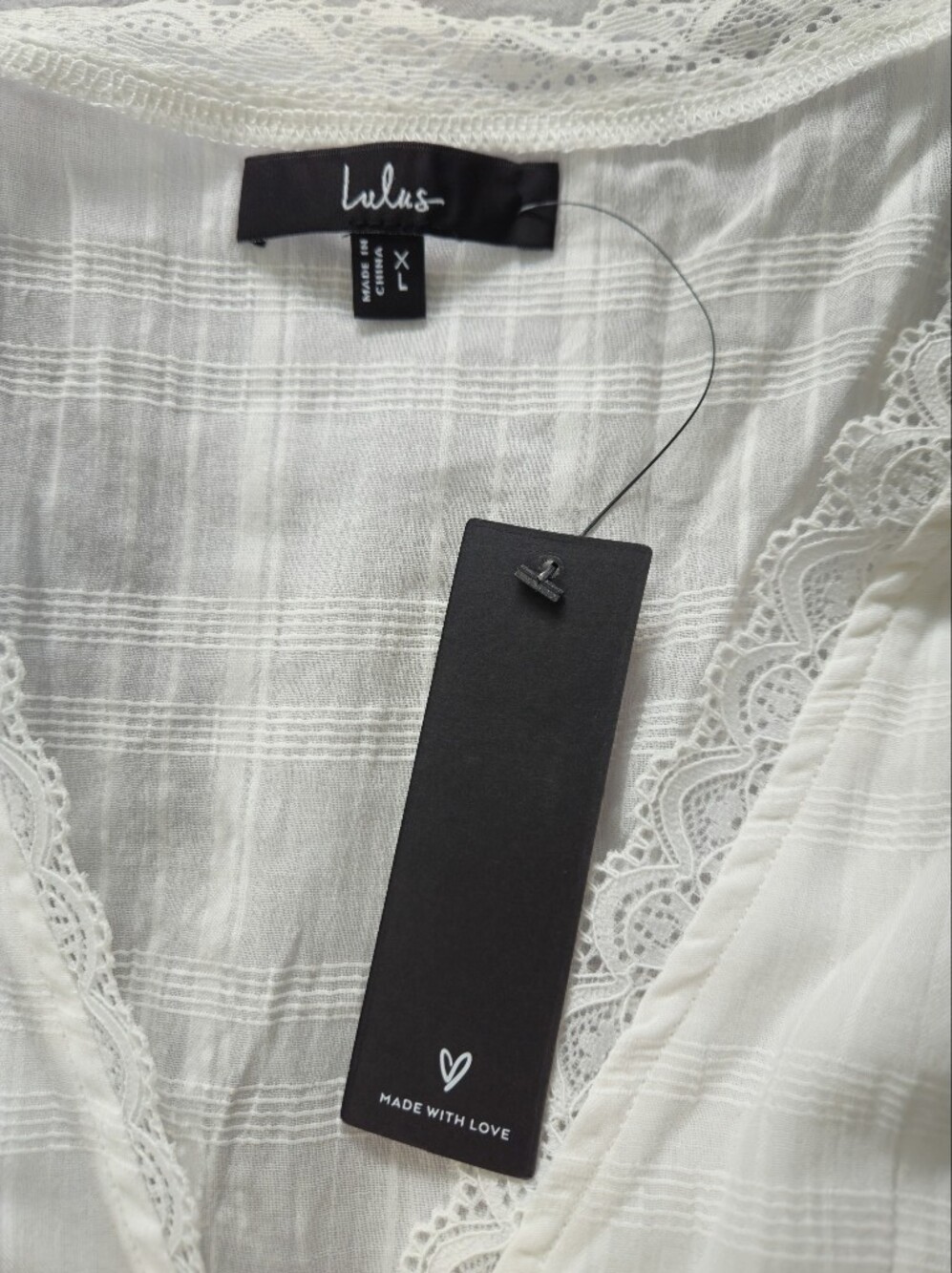NWT Lulus Keyra Ivory Button-Front Balloon Sleeve Crop Top in white sz XL - Picture 8 of 8